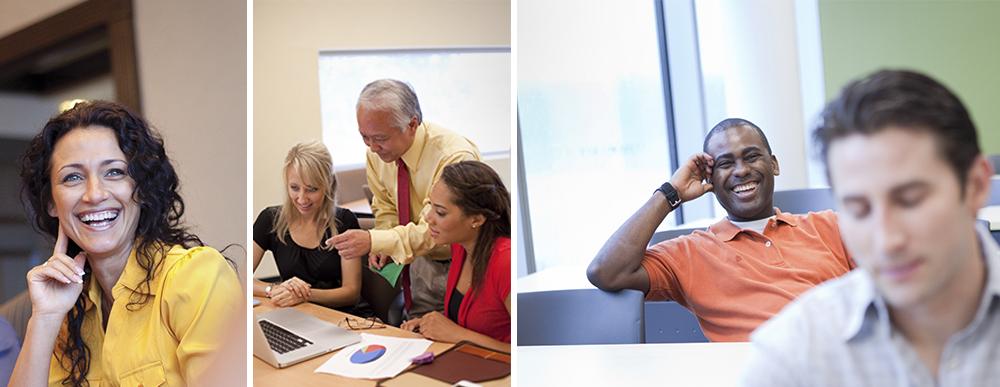 Collage of images of faculty and students in the classroom